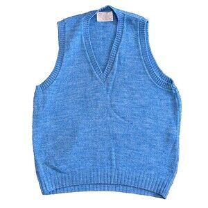 Vintage 70s Sears Kings Road V-Neck Retro Preppy Grandpa Core Sweater Vest Sz M